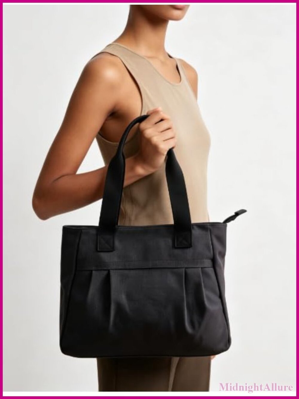 Large Canvas Tote Shoulder Bag Expandable Lightweight Daily Commute Travel Fits